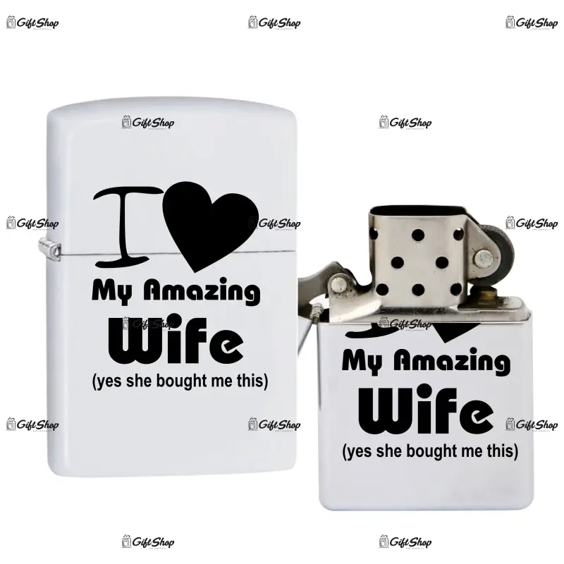 I love my amazing wife, bricheta metalica gravata laser cu mesaj